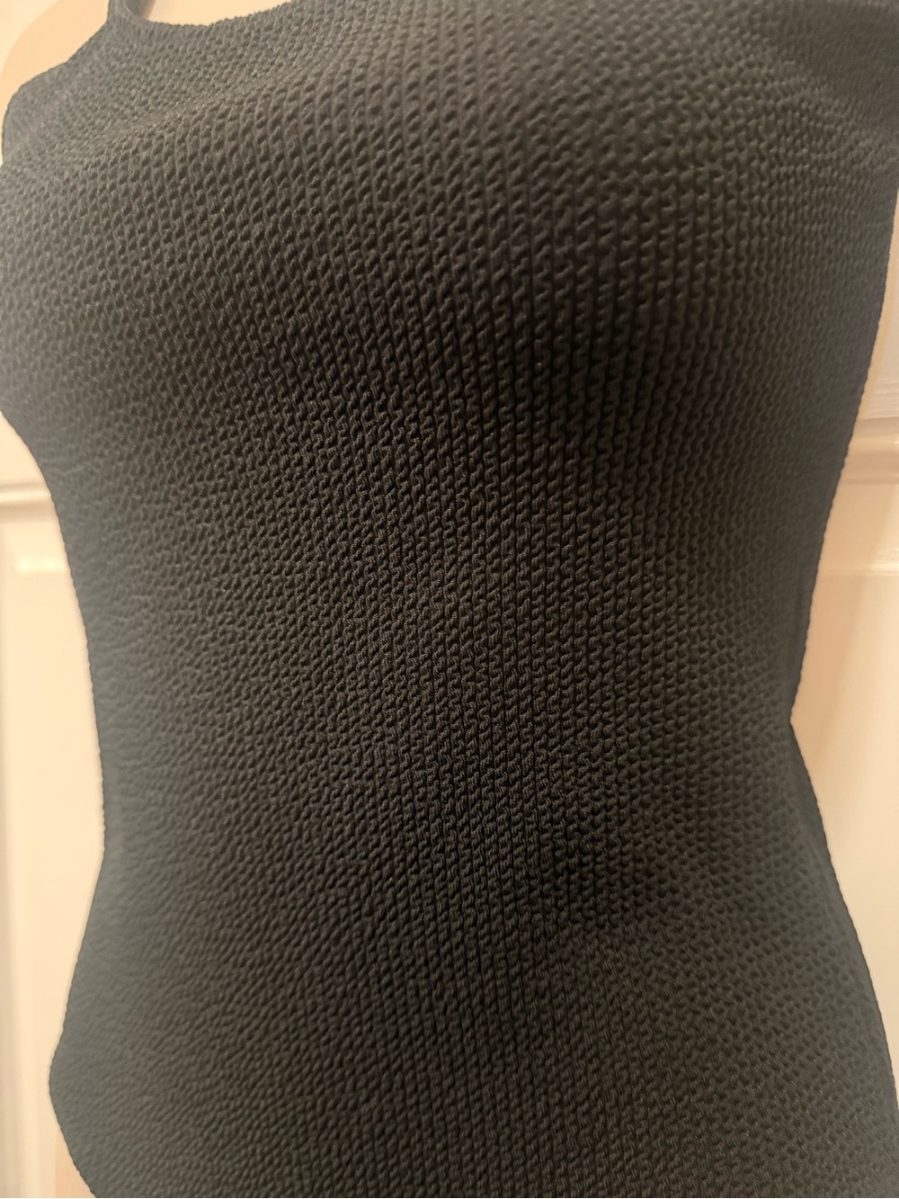 One Shoulder Ribbed Bodysuit- Black. S